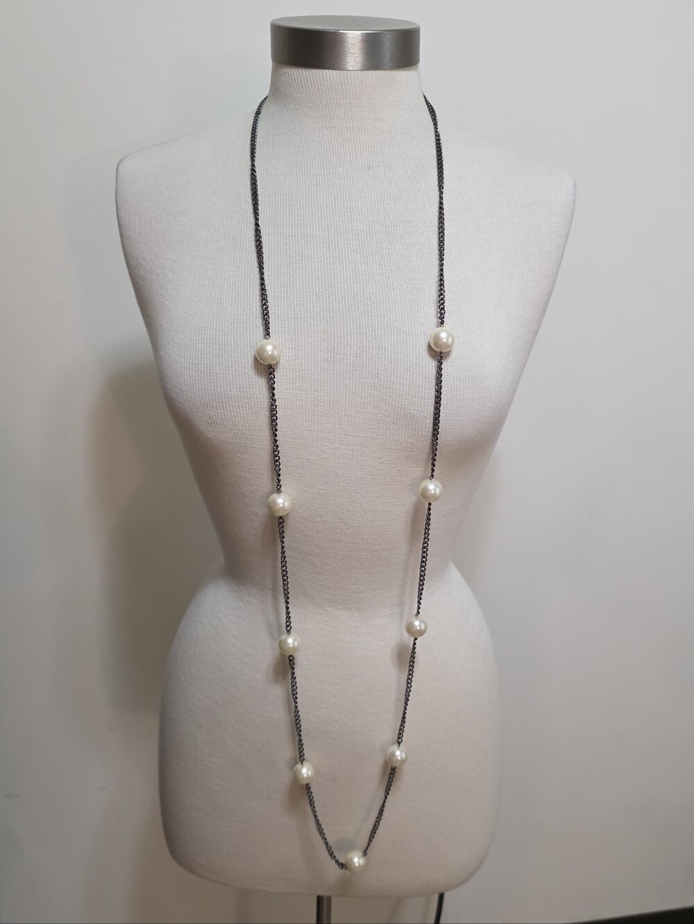 Long Chain Faux Pearl Necklace 56" Long NWT